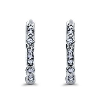Half Eternity Hoop Earrings Simulated CZ Round 925 Sterling Silver (19mm)